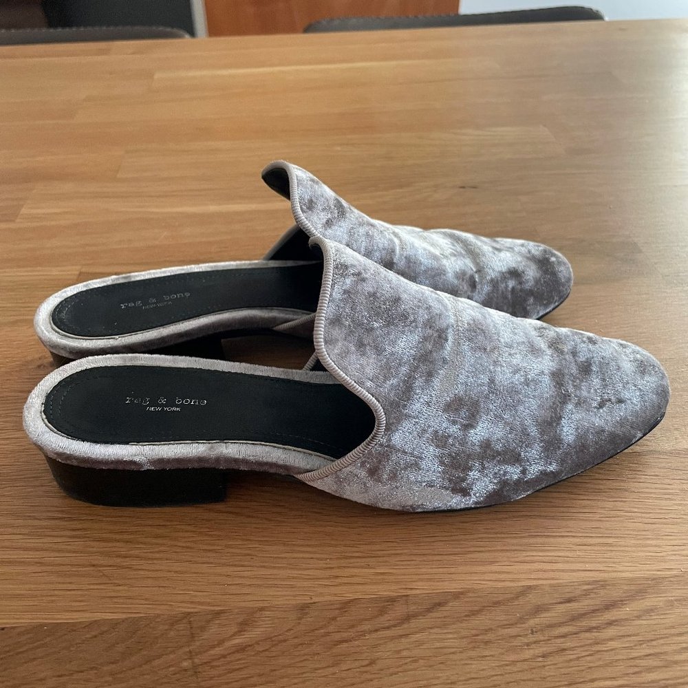 Rag & Bone Grey Velvet Slides - image 3